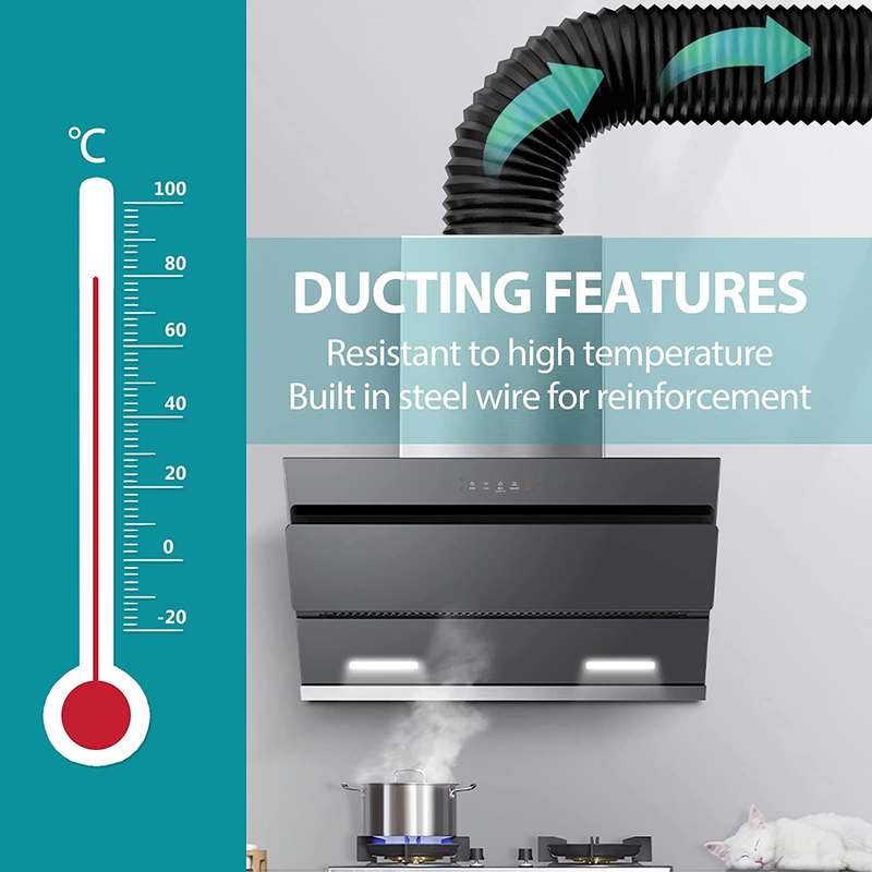 3 Inch 16Ft Dryer Vent Hose, PVC Silencer Duct Flexible Ducting Noise Reducer, V