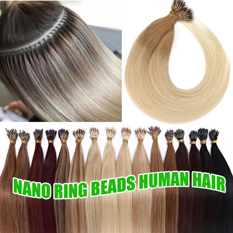 Ombre Micro Loop Nano Ring Remy Human Hair Extensions Beads I Tip 1G/S THICK USA