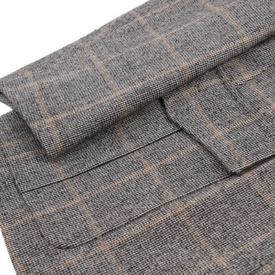 Pre-owned D'avenza Heather Gray Layered Check Soft Wool-cashmere Sport Coat 40r (eu 50)