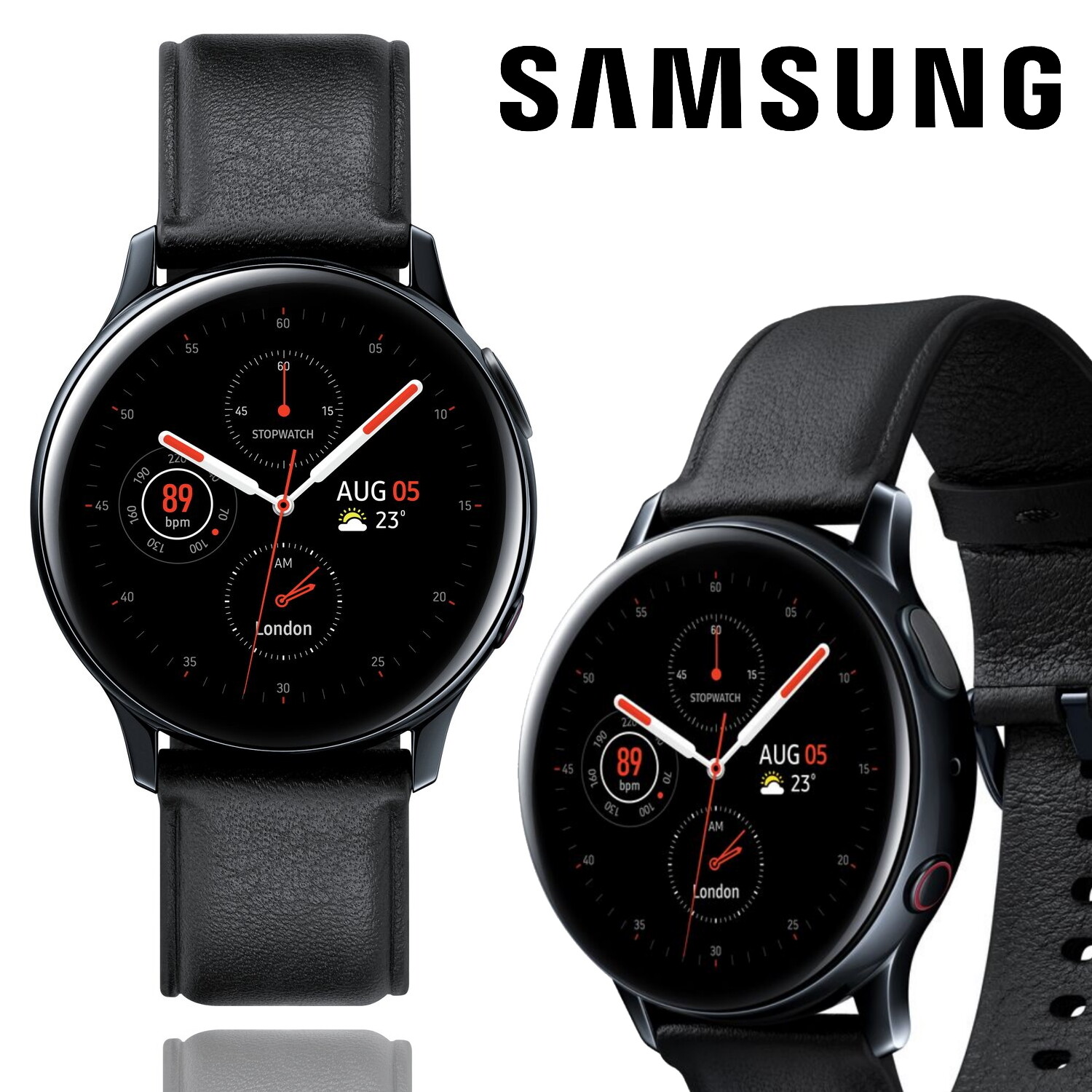 Samsung Galaxy Watch Active 2 44mm StainlessSteel Leather Smartwatch Fitness LTE | eBay