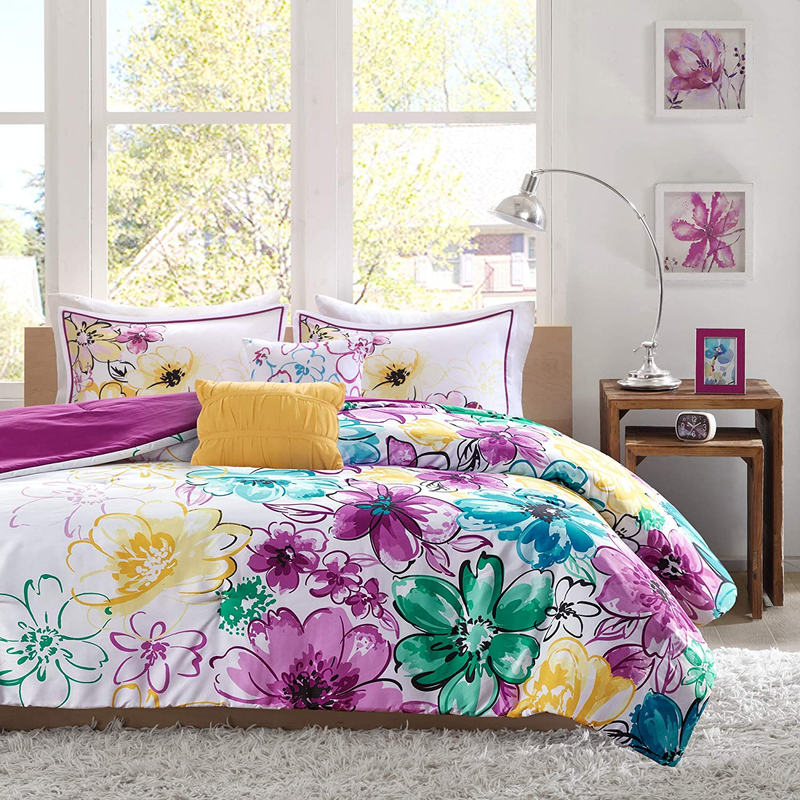 Comforter Set Vibrant Floral Design, Teen Bedding