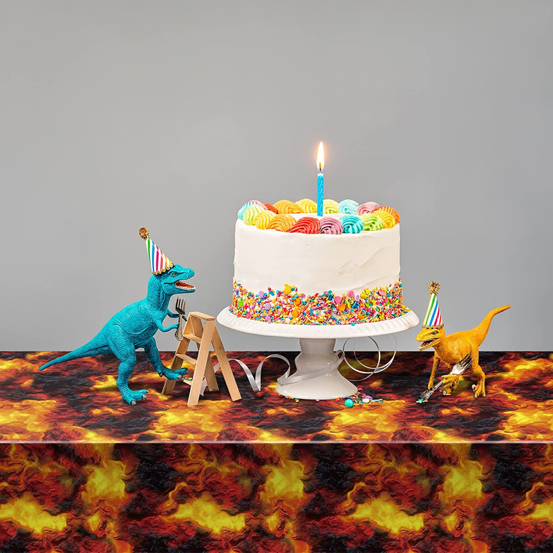 3 Pcs Lava Tablecloth Halloween Table Covers Dinosaur Tablecloth Flame Tableclot