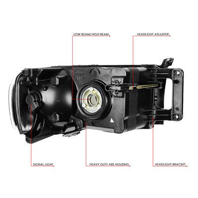 FOR 02-05 DODGE RAM 1500 2500 3500 CHROME HOUSING AMBER CORNER HEADLIGHT LAMPS