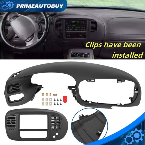 For 97-03 Ford F150 Dash Pad Bezel & Center Dash Radio Bezel W/ Air Vent Black