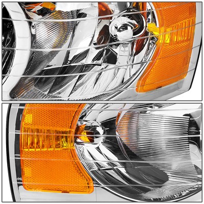 FOR 02-05 DODGE RAM 1500 2500 3500 CHROME HOUSING AMBER CORNER HEADLIGHT LAMPS