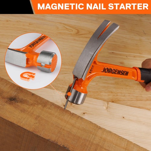 Jorgensen Framing Hammer 20oz Straight Rip Claw Hammer With Shock Reduction Grip