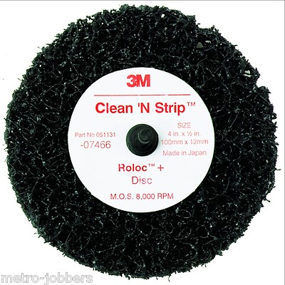 3M 07466 Scotch-Brite Roloc Clean and Strip Disc, 4'' x 1/2'' 7466 Extra Coarse