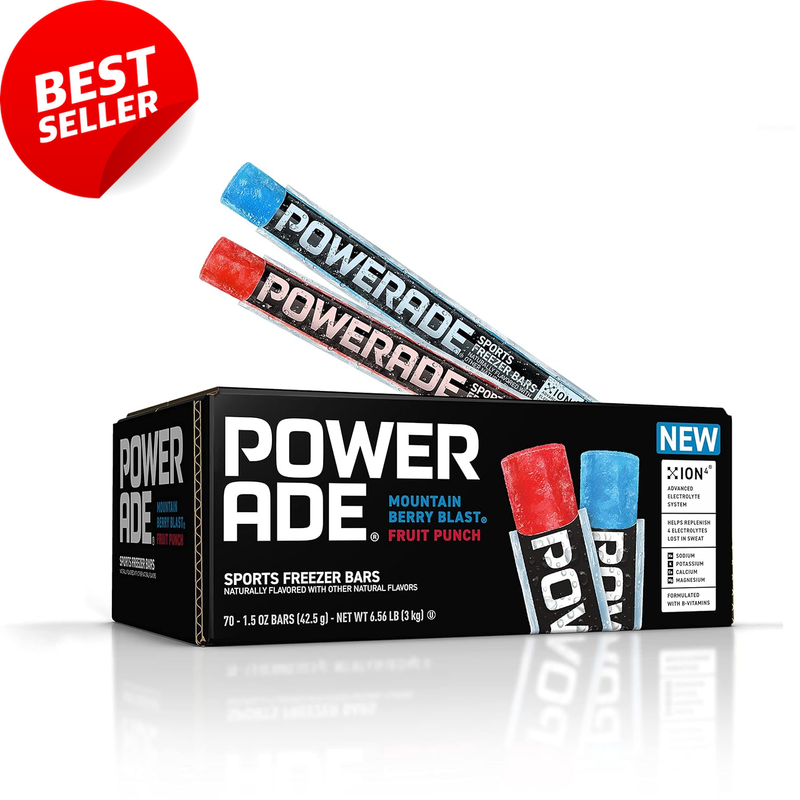 Sports Freezer Bars 1.5oz Electrolyte Ice Pops with B Vitamins Berry Punch 70ct