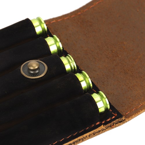 TOURBON Leather Shooting Rifle Ammo Belt Pouch Hunting Cartridge Wallet 5 Rounds