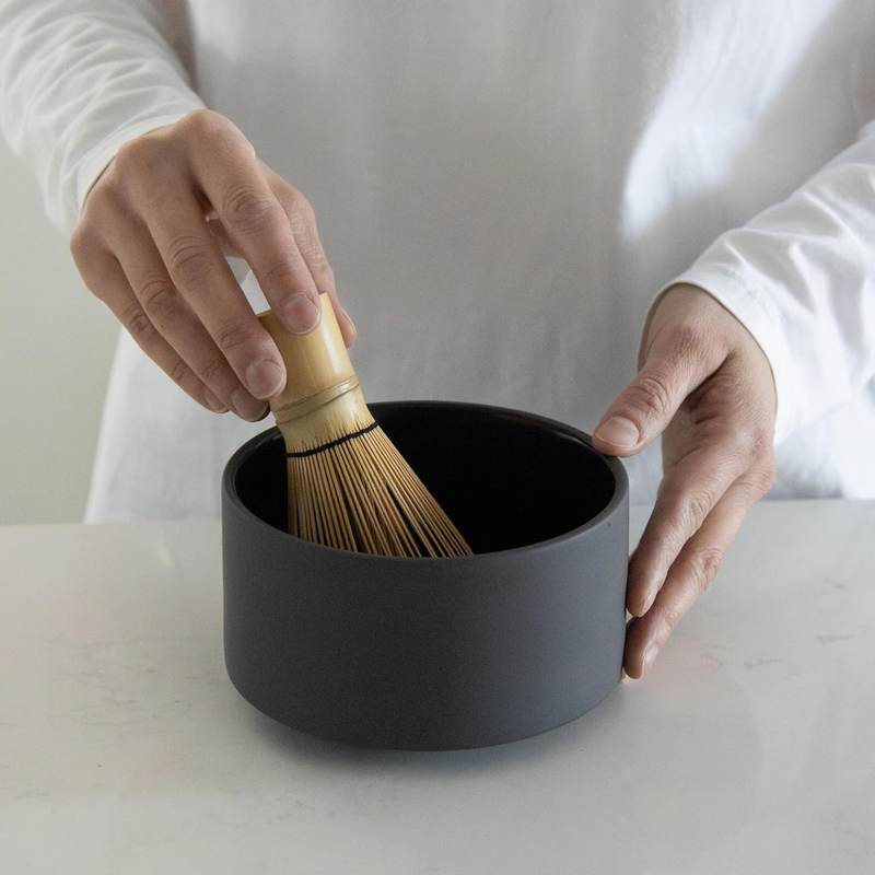 Matcha Bowl, Matcha Cup for Matcha Tea, Modern Raw Clay Black Bowl, Traditional