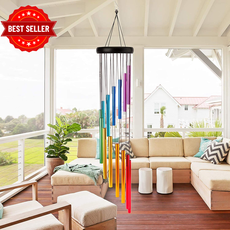 Wind Chimes for outside 28.3" Metal Wind Chimes Outdoor with 14 Colorful Aluminu