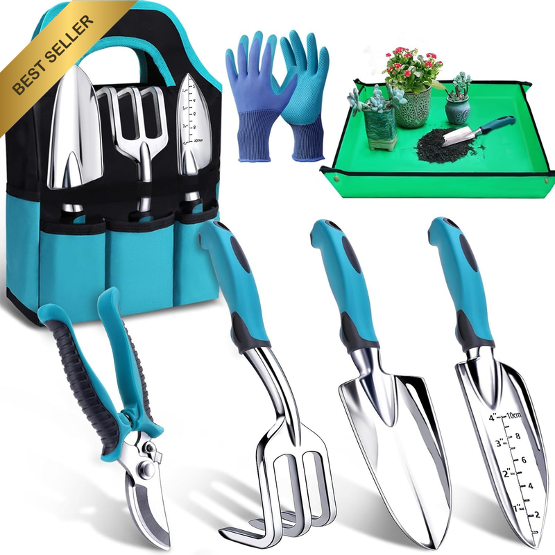 Garden Tools, Gardening Gift for Women, Men, Beginners, Gardening Hand Tools Kit