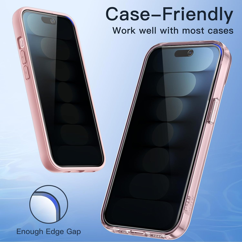 Privacy Screen Protector for iPhone 15 6.1-Inch, Anti-Spy Tempered Glass Film wi