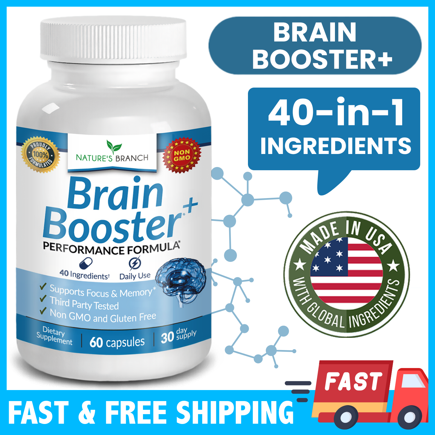 ADVANCED Brain Booster Supplement Memory Focus Mind