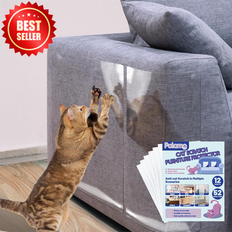 12pk Anti Cat Scratch Furniture Protector Tape Self-Adhesive Heavy-Duty US