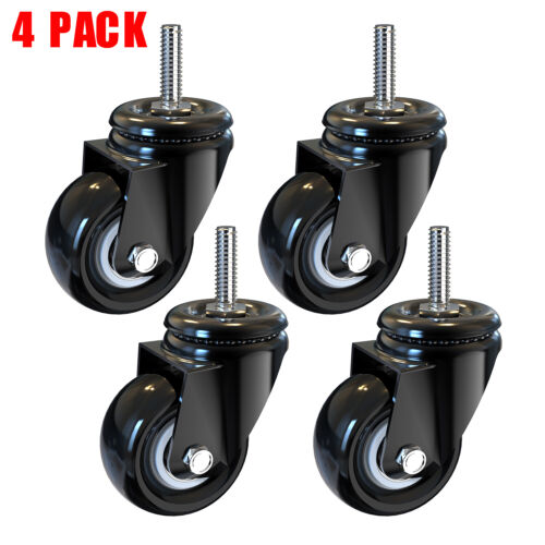4x 2Inch Rubber Casters Heavy Duty Safety no Brake Wheels For Wire Shelving Rack