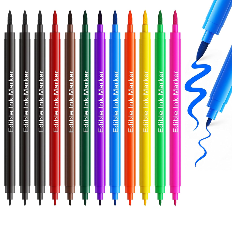 Jewem Edible Markers，Cookie Decorating Pens,Food Grade Double Tip,12 Pack