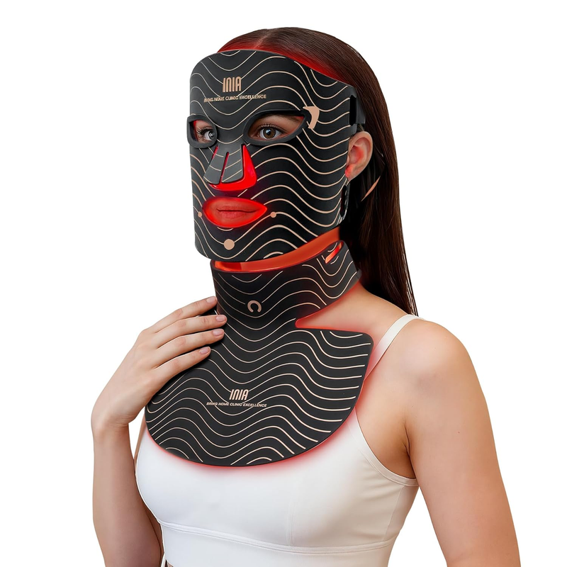 Red Light Therapy Mask for Face & Neck – 4 Light Modes with 850Nm NIR, Red, Yell