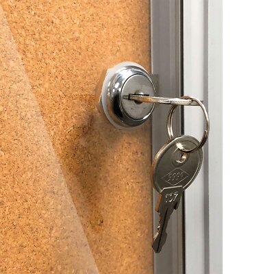 Aluminum Frame Wall Mount Enclosed Cork Bulletin Board w Locking Door 24x36