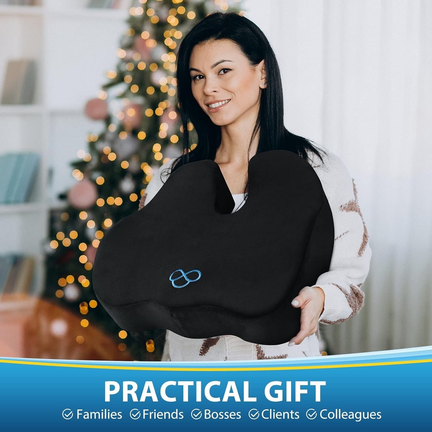 Thick Seat Memory Foam Cushion for Pressure Tailbone Back Pain Relief Office Car