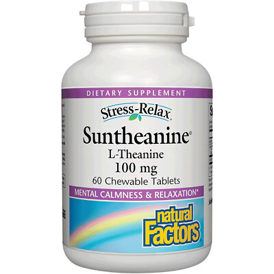Natural Factors Stress-Relax Suntheanine L-Theanine 100 mg,60 Chew Tablets