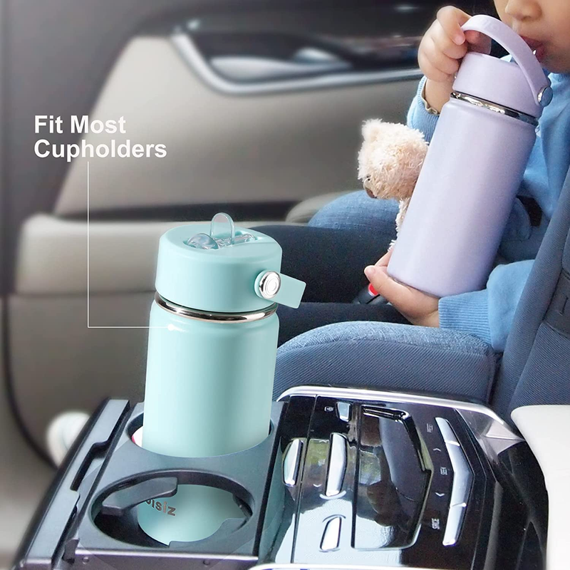 Kids Water Bottle with Straw Lid 14Oz, Vacuum Insulated 316 Stainless Steel Wate