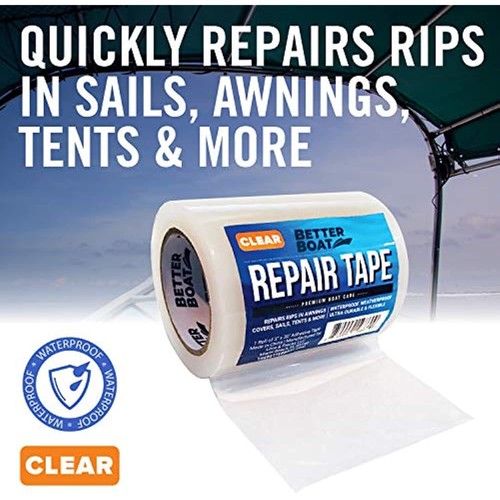 Fabric Repair Tape Boat Covers Canvas RV Awning Tents and Vinyl Clear 30 FT x 3"