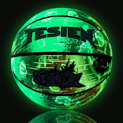 Basketball Glow in The Dark Luminous Glowing Leather Basketball Green Light up