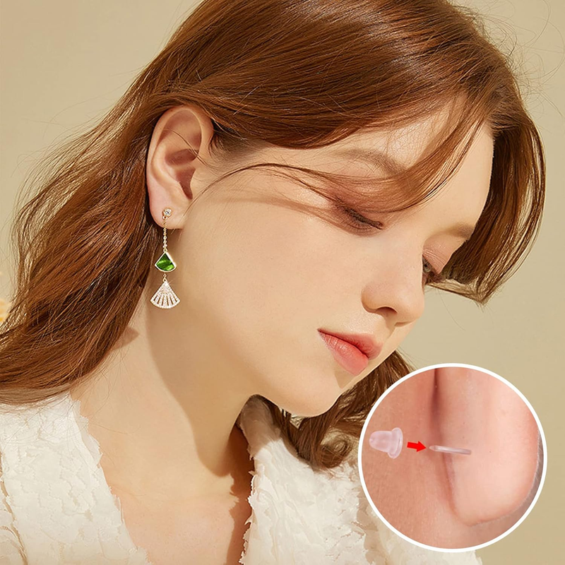 Silicone Earring Backs for Studs, 600pcs 6 Styles Clear Hypoallergenic Rubber Ea