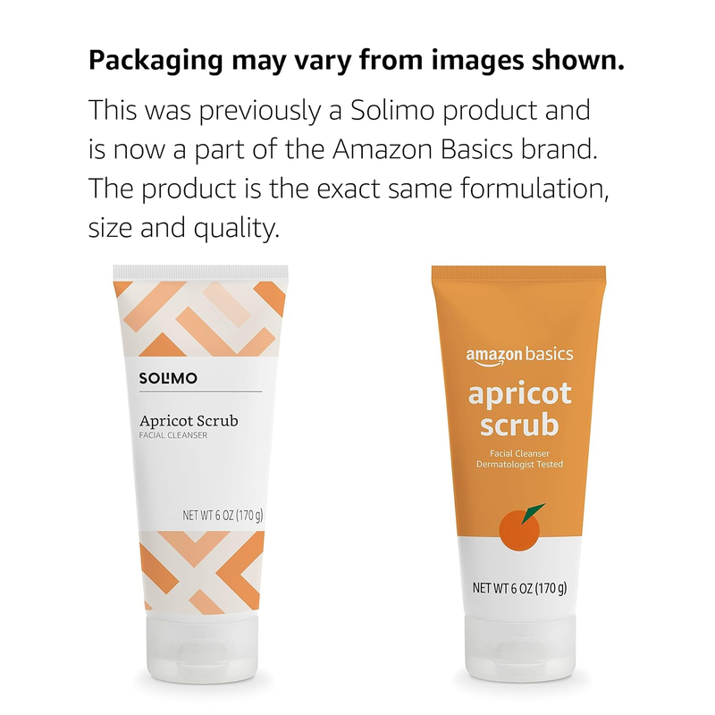 Apricot Scrub Facial Cleanser, 6 Ounce (Previously Solimo)