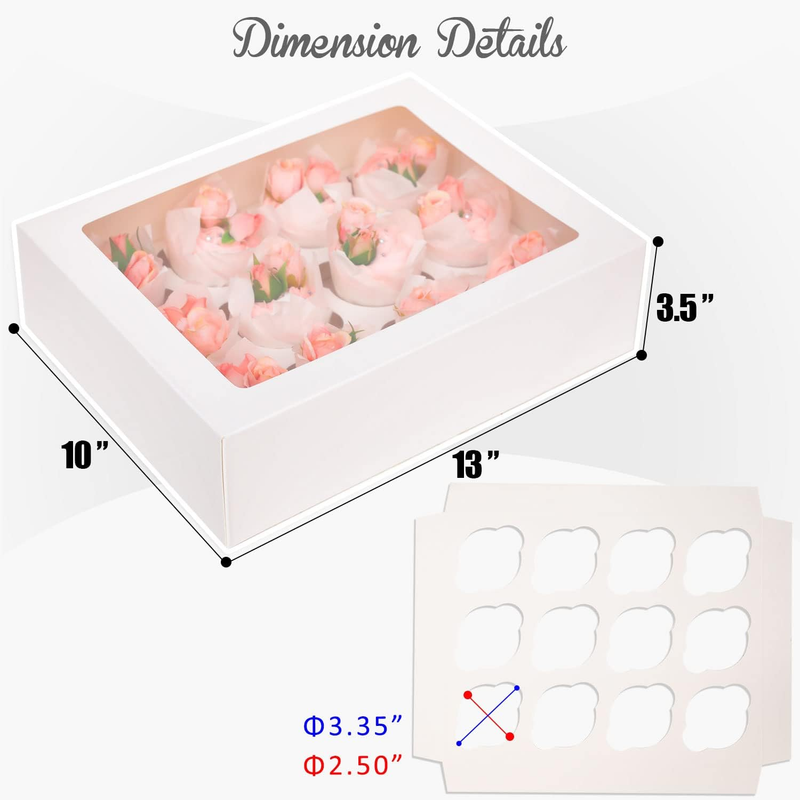 White 12 Pcs Cupcake Box Cupcakes Carrier 12 Cupcake Containers, 12 Cupcake Boxe