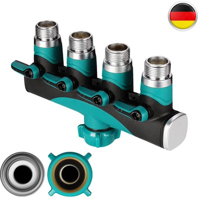 Wasserverteiler 4 Wege Verteiler für Wasserhahnanschluss Schlauchverteiler
