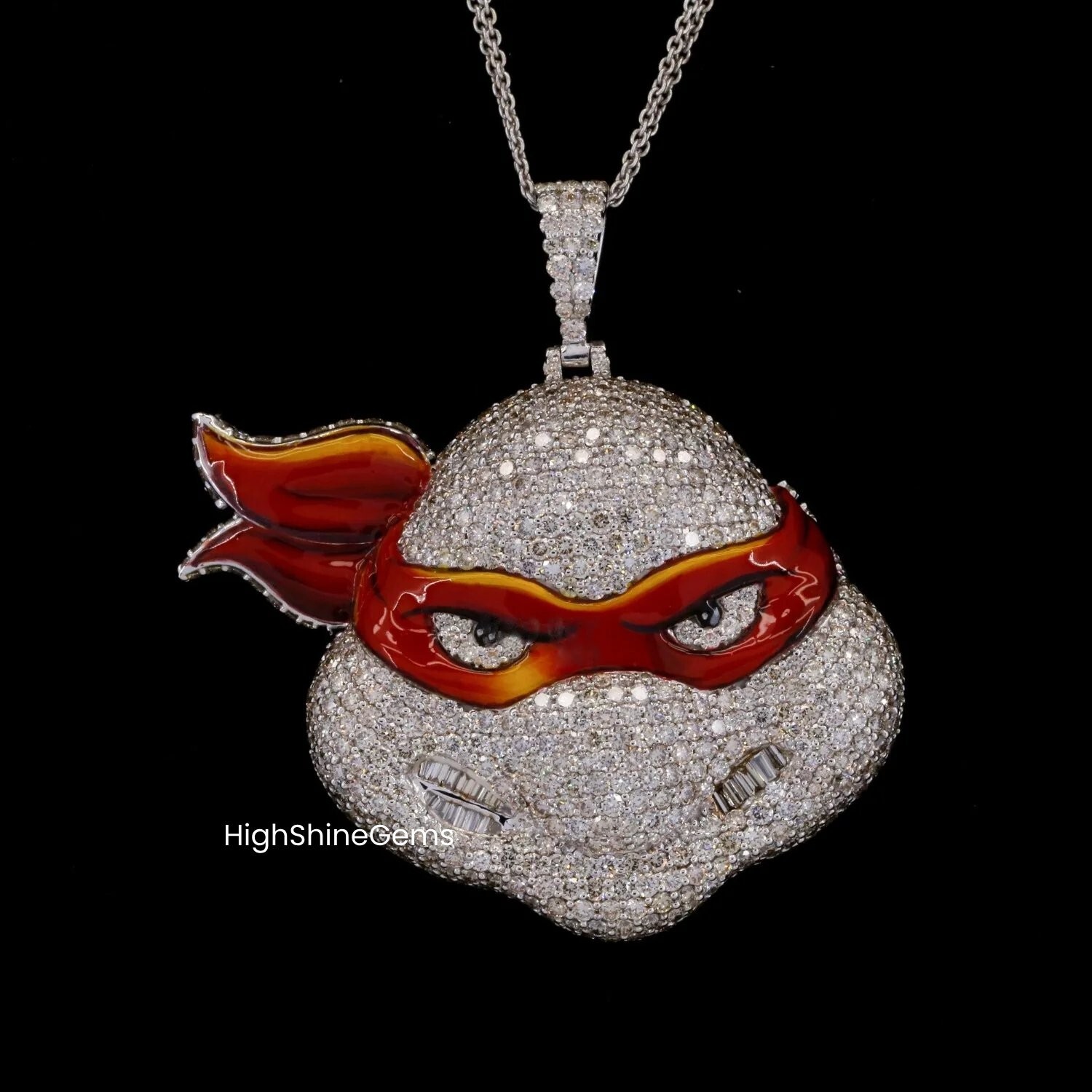 Iced Out 3D Enamel Mutant Ninja Turtles Moissanite Hip Hop