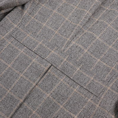 Pre-owned D'avenza Heather Gray Layered Check Soft Wool-cashmere Sport Coat 40r (eu 50)