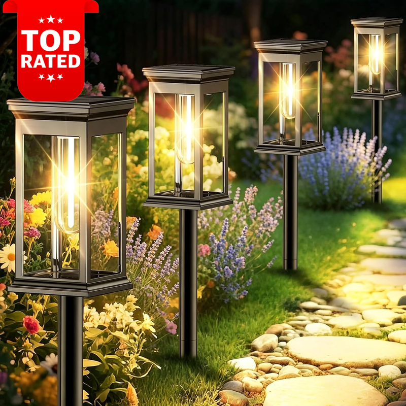 Solar Pathway Lights 6 Pack Waterproof Outdoor Auto On Off Garden Lights