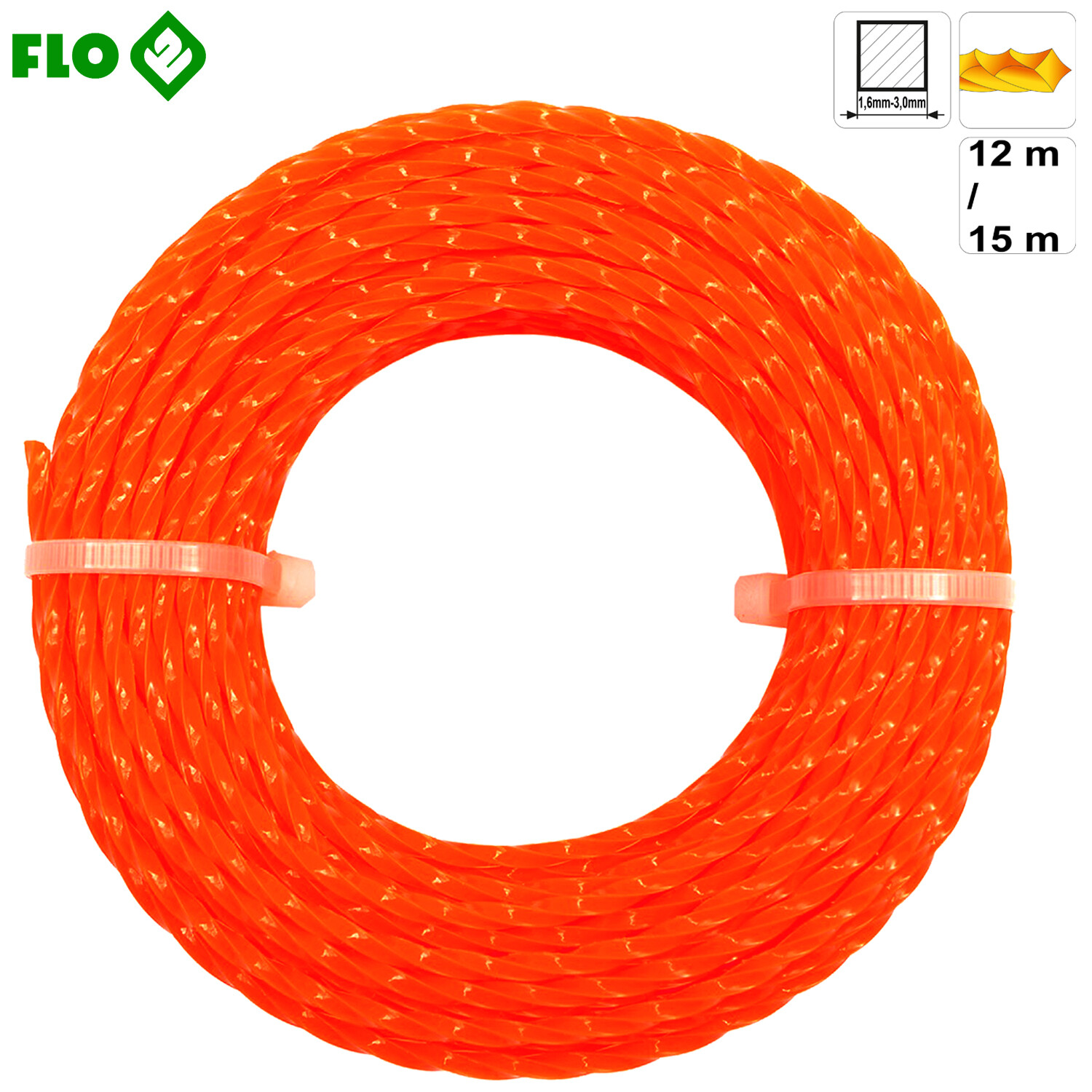 3,0х15м 61022. леска для триммера 4 мм квадрат. леска для триммера 2. 0мм*15м (витой). 2,0мм*15м (сечение-трос витой квадрат).