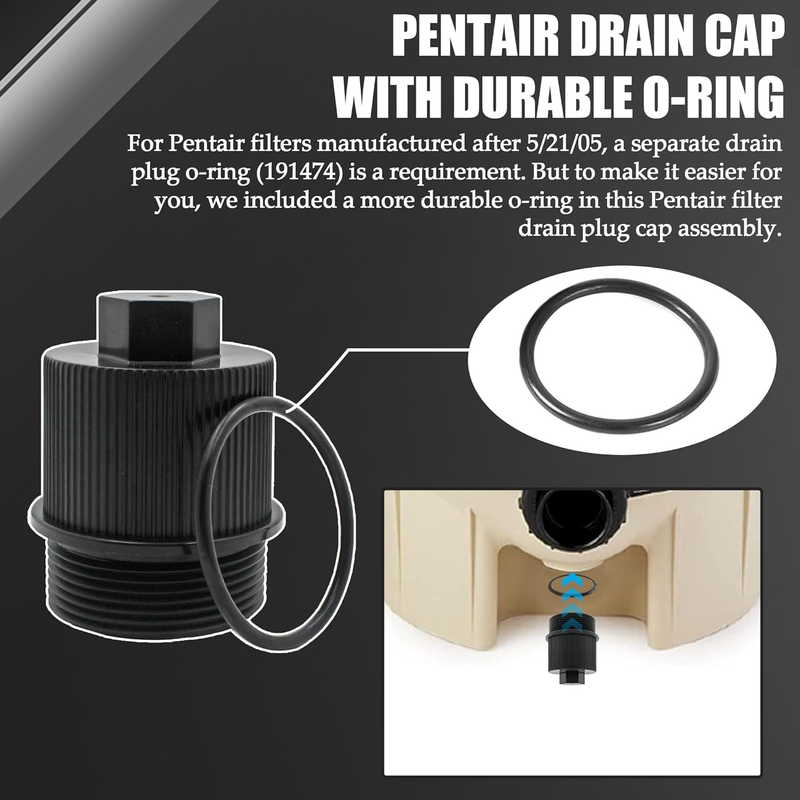 Drain Plug Cap Assembly Replaces 190030 Fits for Pool and Spa Filter for Pentair