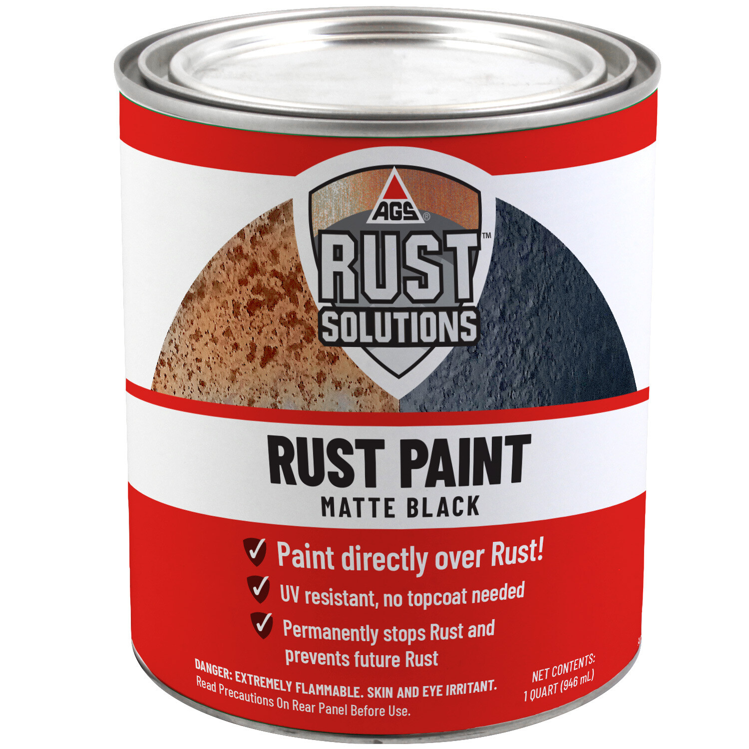 AGS Rust Solutions Rust Paint, UV Resistant, Paint Over Rust, Stops