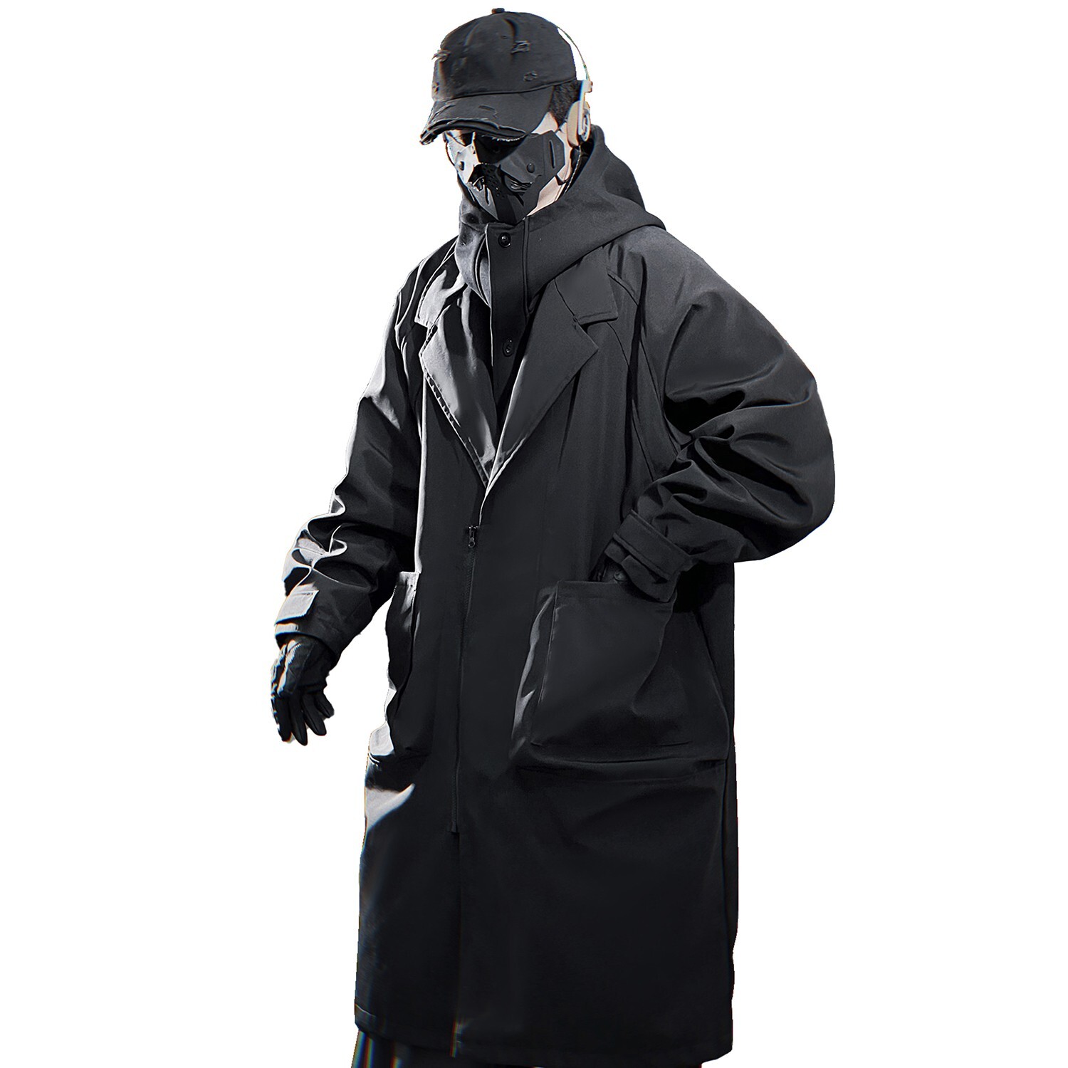 Niepce Men's Urban Techwear Streetwear Trench Coat with Niepce Men's Urban Techwear Streetwear Trench Coat with