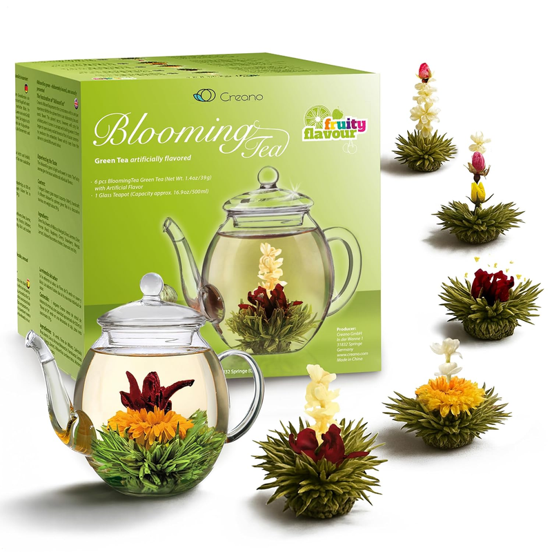 Blooming Tea Gift Set with Glass Teapot 17Oz (500Ml) - Green T...