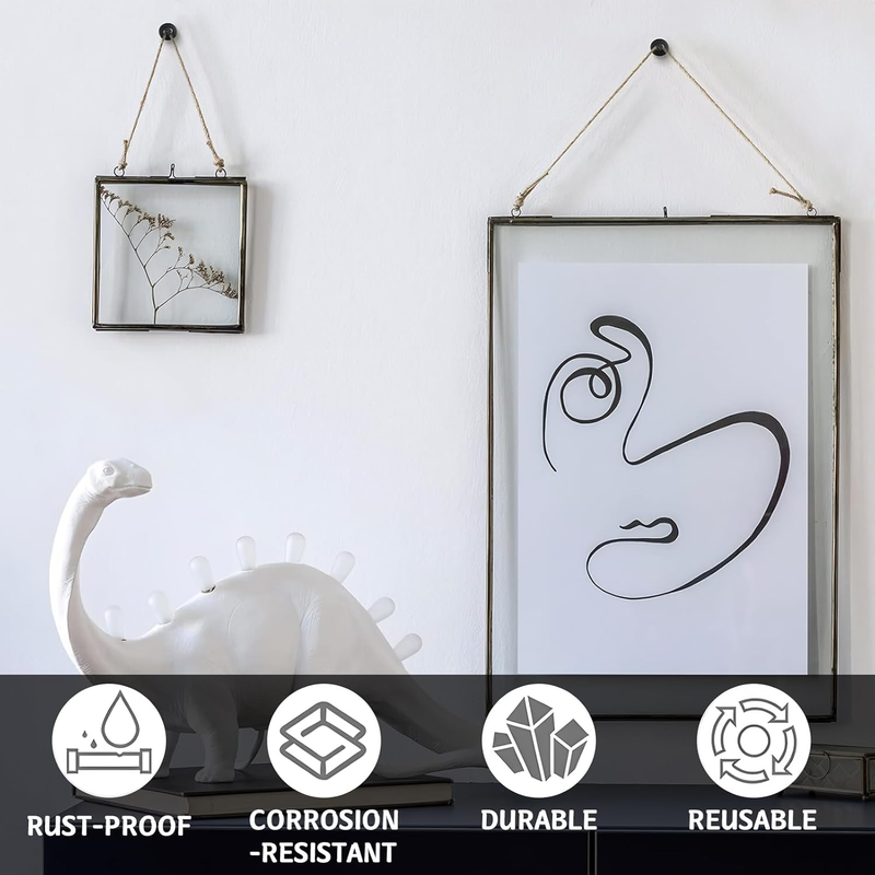 Double Headed Picture Hanging Nails, 30 PCS Picture Hangers Black Wall Hangers T