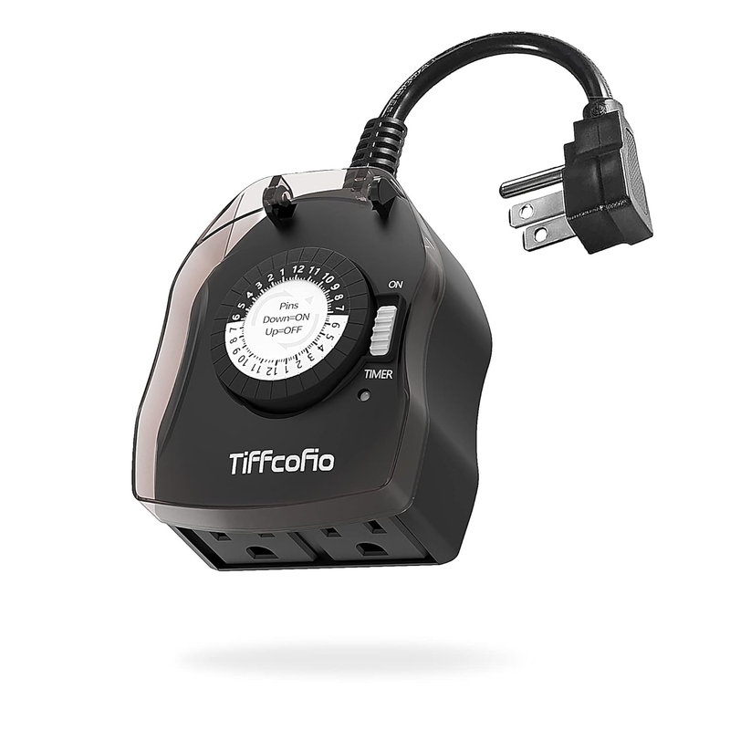 Outdoor Timer Outlet 24Hr Mechanical Waterproof 2 Outlet 15A C...