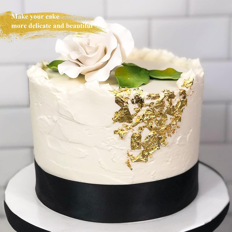 Gold Leaf Sheets, 10 Sheets 4.33cm 24K Gold Foil Paper for Cake Baking, Facial C