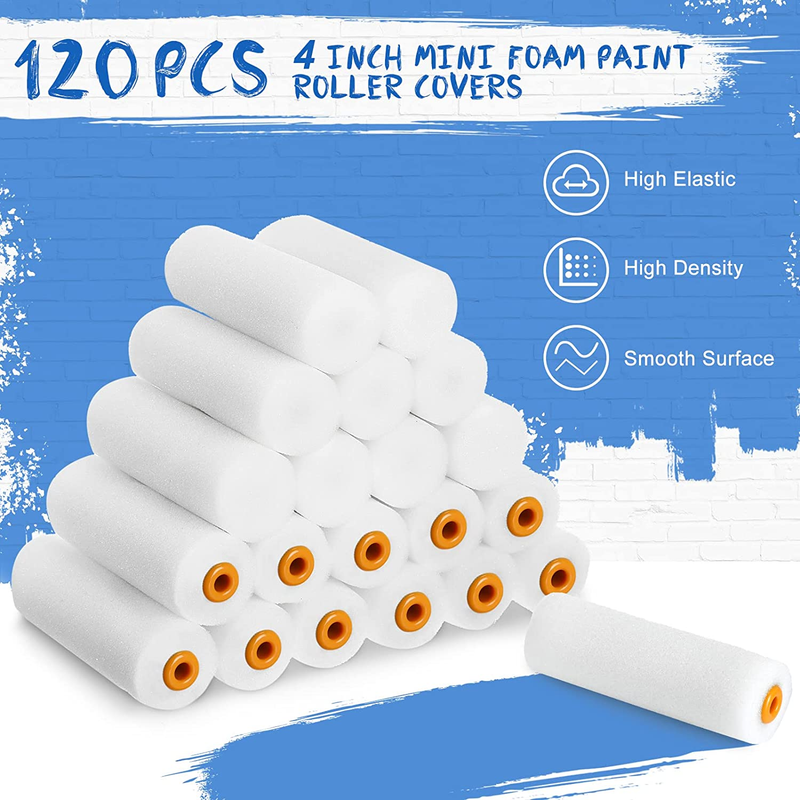 120 Pcs 4 Inch Foam Mini Paint Roller Covers Foam Paint Roller Foam Roller Paint