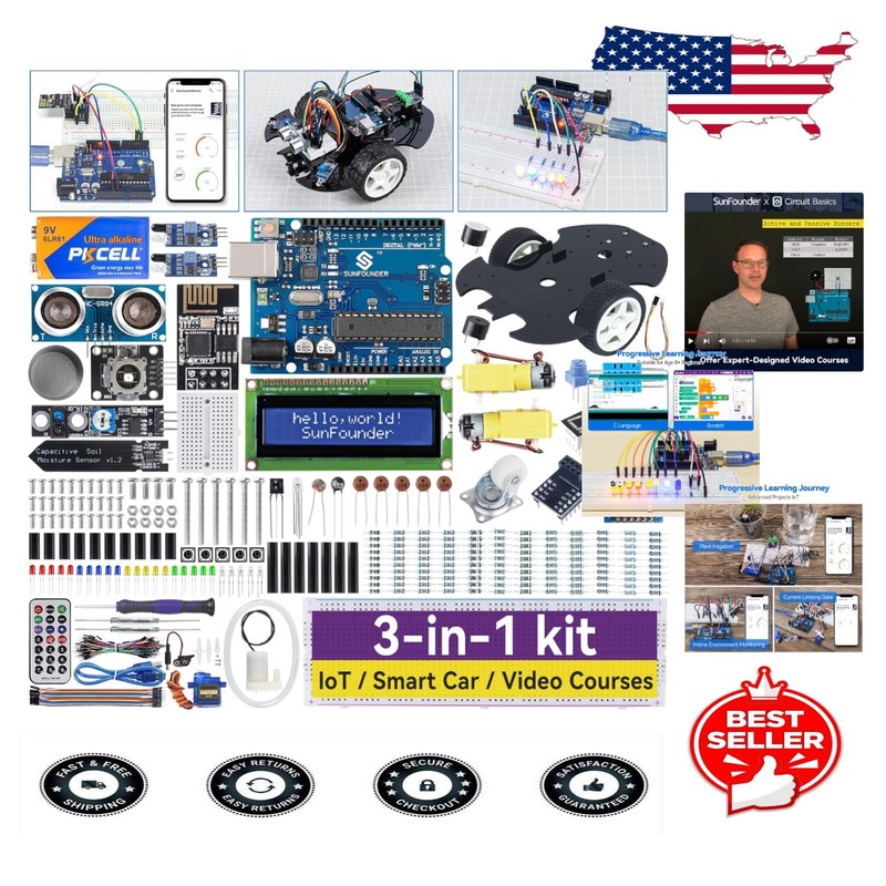 Beginner-Friendly 3-in-1 Arduino Starter Kit - 192 Items for IoT