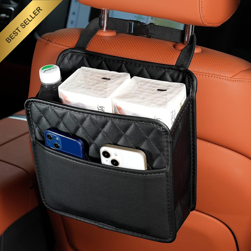 Car Seat Back Hanging Bag Car Document Holder Multi-Pocket Bottle Bag Storage Bo