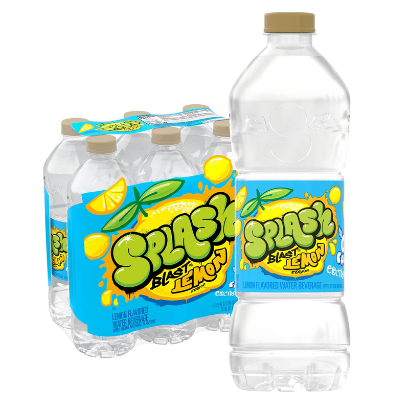 , Flavored Water Beverage, Lemon Flavor, 16.9 Fl Oz Plastic Bottles