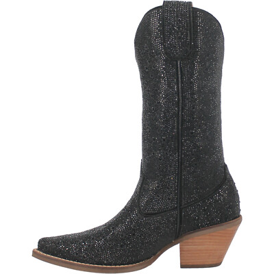 Pre-owned Dingo Womens Silver Dollar Black Leather Fashion Boots