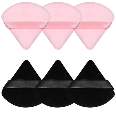 6 Pieces Powder Puff Face Makeup Sponge Soft Velour Triangle Powder Puffs for Lo