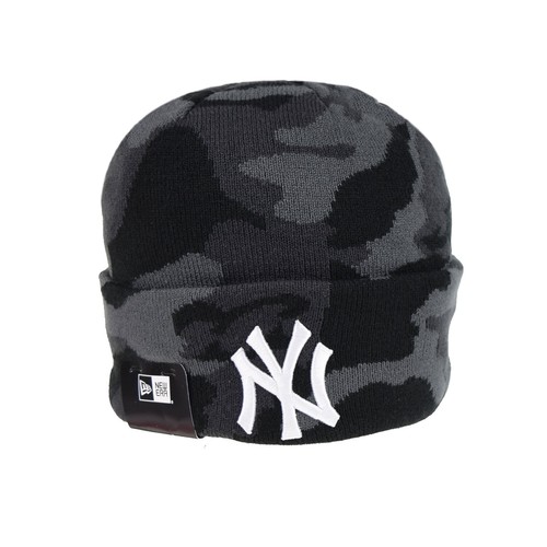 Мужская вязаная камуфляжная шапка New Era MLB New York Yankees черная 60268651